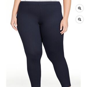 Terra and Sky Navy Blue Brushed Leggings Size 3X (24W-26W) NWT